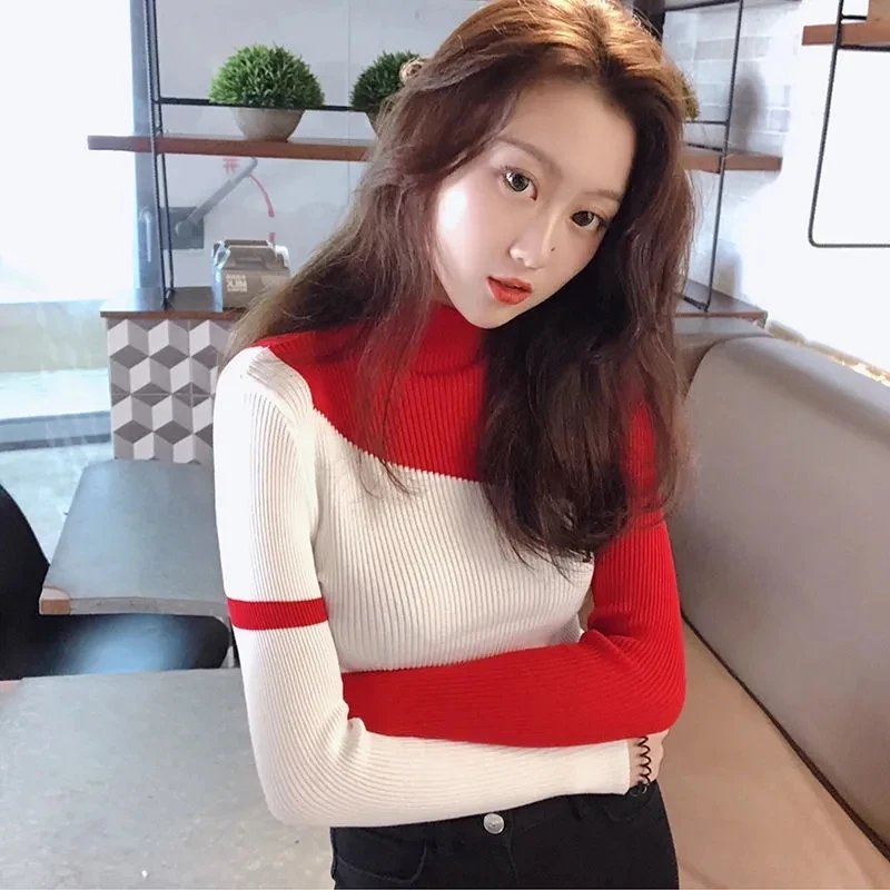 Sueter Mujer Knitted Turtleneck Harajuku Womens Sweater, Korean Pullover Fashion Blouses Autumn Winter Slim Color Matching Shirt
Sueter Mujer Knitted Turtleneck Harajuku Womens Sweater, Korean Pullover Fashion Blouses Autumn Winter Slim Color Matching Shirt