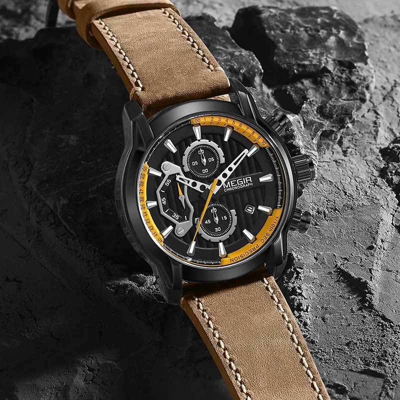 

BAOGELA Luxury Chronograph Quartz Watches Men Top Brand Leather Wristwatch Man Waterproof Luminous Military Sport Watch Clock
