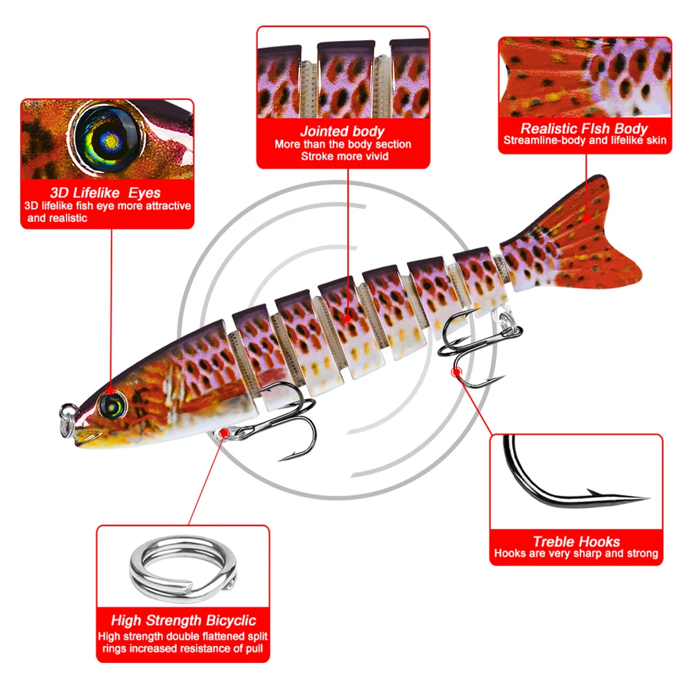 12cm 19g Sinking Wobblers 8 Segmented Fishing Lures Artificial Multi Jointed Hard Bait Swimbait Tackle Fishing Accessories
12cm 19g Sinking Wobblers 8 Segmented Fishing Lures Artificial Multi Jointed Hard Bait Swimbait Tackle Fishing Accessories