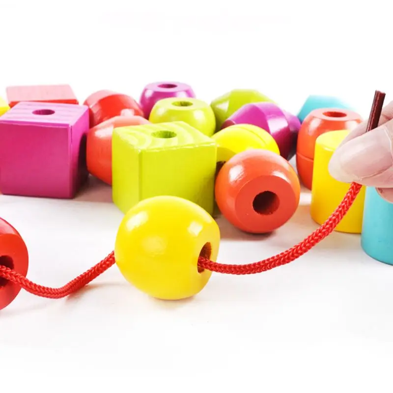 Geometric Shape Wooden Lacing Beads Kids Montessori Blocks Threading Educational Toy Gift for Children
Geometric Shape Wooden Lacing Beads Kids Montessori Blocks Threading Educational Toy Gift for Children