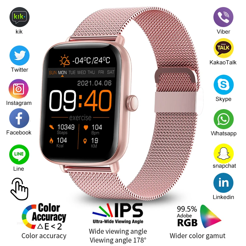 

Новинка 2022, женские умные часы 1,69 дюйма с пульсометром и защитой класса IP67, мужские водонепроницаемые Смарт-часы, фитнес-трекер для Huawei iPhone ...