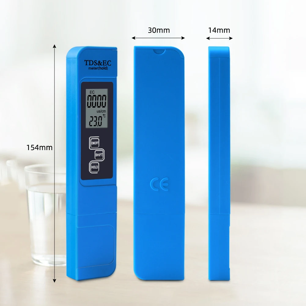 Digital TDS/ EC Meter Tester Thermometer Pen Water Purity Tester for Aquarium Pool Water Quality Monitor
Digital TDS/ EC Meter Tester Thermometer Pen Water Purity Tester for Aquarium Pool Water Quality Monitor
