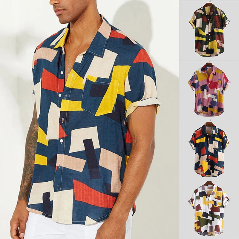 Summer Men Fashion T-shirt Short Sleeve Beach Blouse Shirt Button Tops Hawaiian Thin Breathable Clothes Comfortable T-shirt 
Summer Men Fashion T-shirt Short Sleeve Beach Blouse Shirt Button Tops Hawaiian Thin Breathable Clothes Comfortable T-shirt