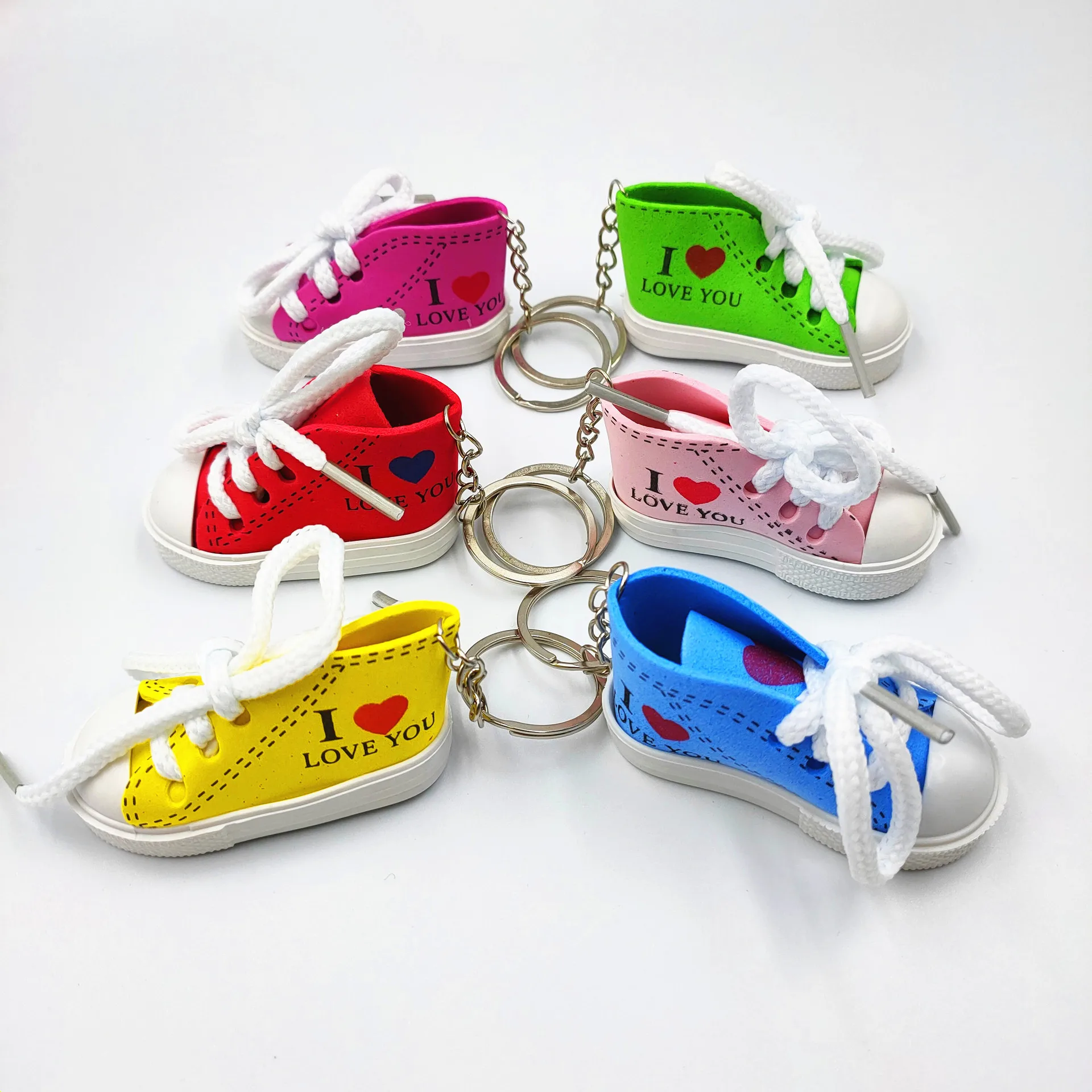 Loveliness Keychain Mini Imitation Canvas I LOVE YOU Small Shoes Key Ring Pendant Fashion Key Rings Key Chain friends Gift
Loveliness Keychain Mini Imitation Canvas I LOVE YOU Small Shoes Key Ring Pendant Fashion Key Rings Key Chain friends Gift
