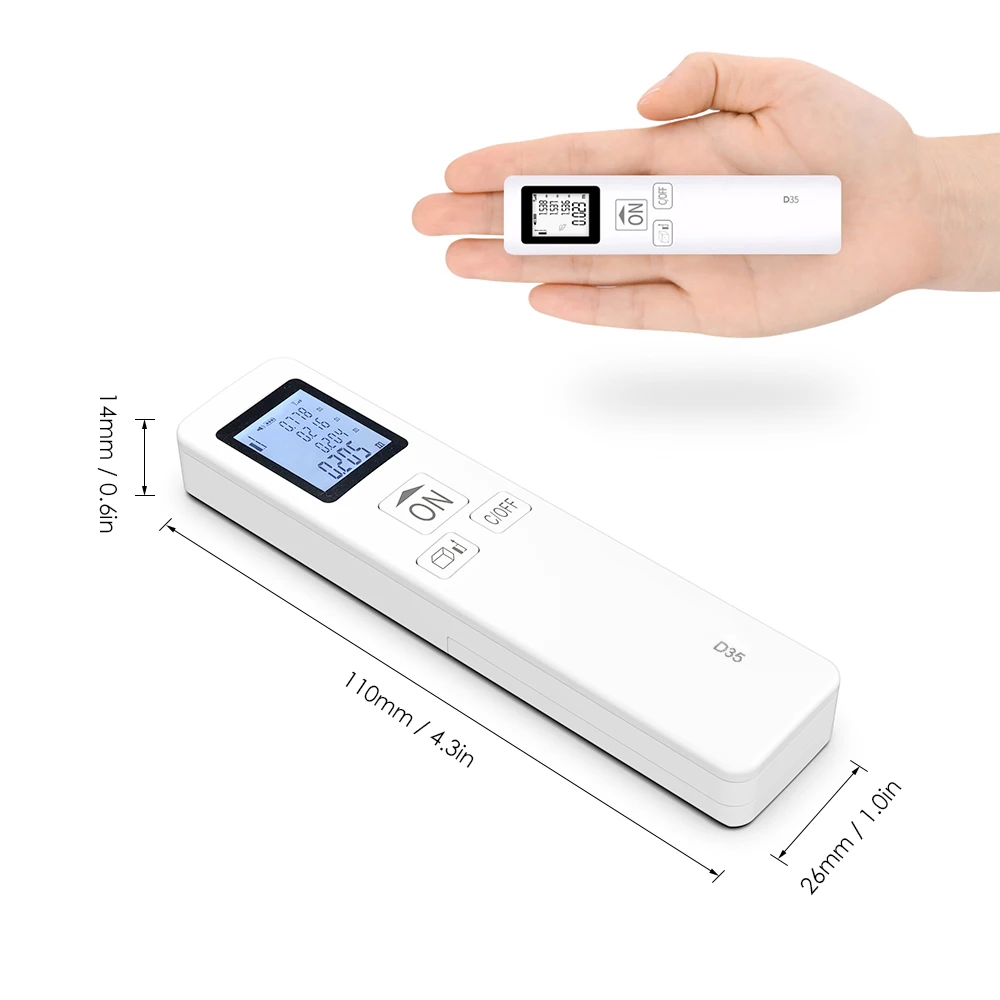 Mini Handheld Lasers Distance Meter Digital Lasers Rangefinder Portable Finder Diastimeter Distance Area Volume Measurement 35m
Mini Handheld Lasers Distance Meter Digital Lasers Rangefinder Portable Finder Diastimeter Distance Area Volume Measurement 35m