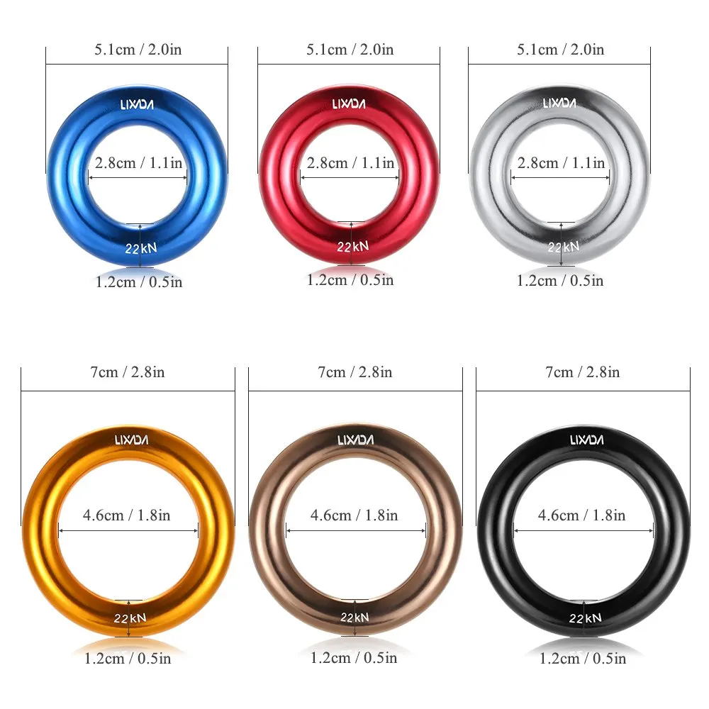 Lixada High Quality 22KN Rock Mountain Climbing O-ring Aluminum Rappel Ring Outdoor Rock Climbing Hammock Safety Rescue Gear
Lixada High Quality 22KN Rock Mountain Climbing O-ring Aluminum Rappel Ring Outdoor Rock Climbing Hammock Safety Rescue Gear
