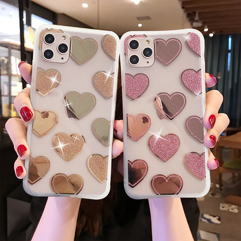 Transparent Electroplated Mirror Case For iPhone 11Pro X XR XS Max 6 7 8Plus Luxury Glitter Soft TPU Love Heart Clear Back Cover
Transparent Electroplated Mirror Case For iPhone 11Pro X XR XS Max 6 7 8Plus Luxury Glitter Soft TPU Love Heart Clear Back Cover