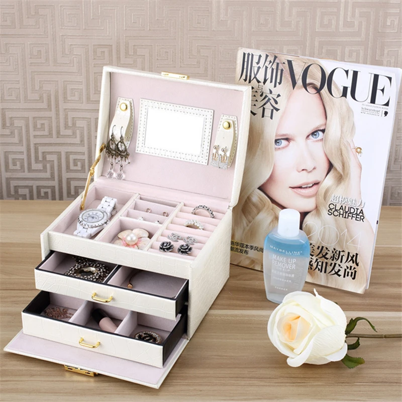 WE New 3-layer Large Jewelry Box High Capacity Jewelry Casket Makeup Storage Makeup Organizer Leather Beauty Travel Boxs 
WE New 3-layer Large Jewelry Box High Capacity Jewelry Casket Makeup Storage Makeup Organizer Leather Beauty Travel Boxs