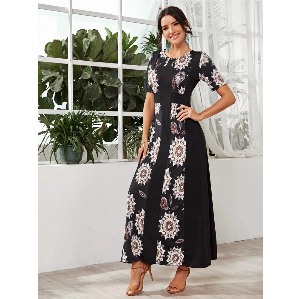 Summer Muslim Women Short Sleeve Maxi Dress Floral Printed Long Abaya Kaftan Islamic Clothing Arab Robe Dubai Caftan Party Gown
Summer Muslim Women Short Sleeve Maxi Dress Floral Printed Long Abaya Kaftan Islamic Clothing Arab Robe Dubai Caftan Party Gown