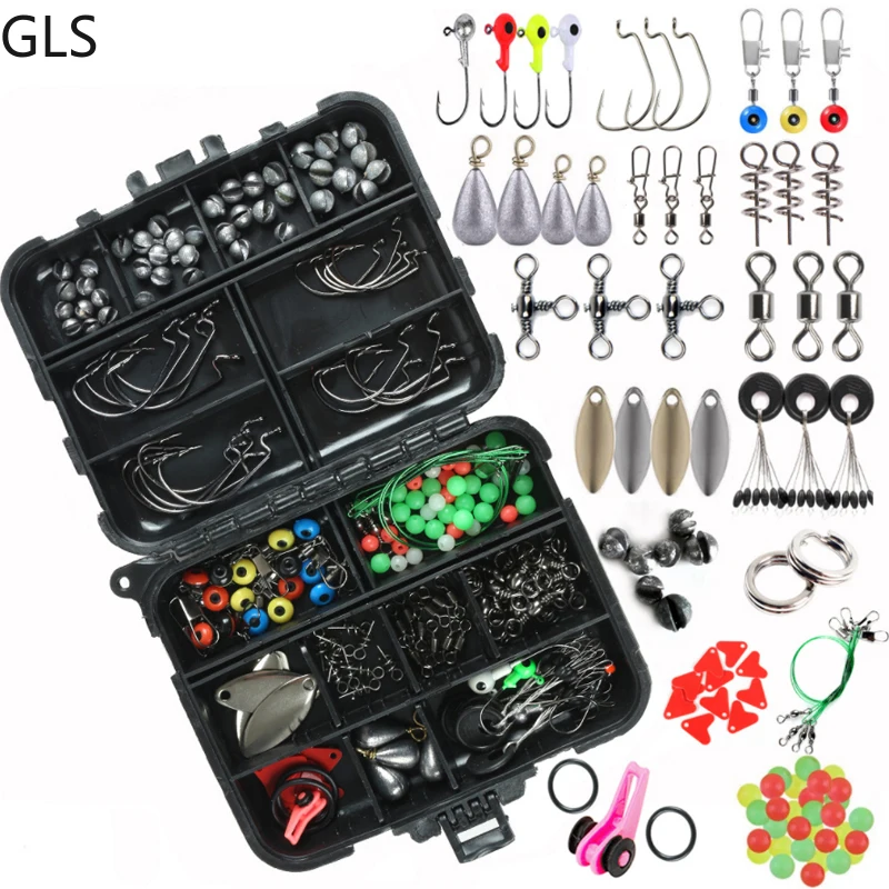 GLS Professional Fishing Accessories Set With Hook Buckle Lead Sinker Rock High Carbon Crank Hook Fishing Tackle Kit 188/Pcs
GLS Professional Fishing Accessories Set With Hook Buckle Lead Sinker Rock High Carbon Crank Hook Fishing Tackle Kit 188/Pcs