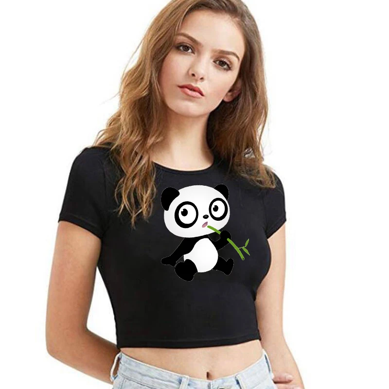 New Sexy Women T-shirt Summer High Waist Skinny Female Short Top Tees Casual Korean Style Panda Printed Girl Crop Top
New Sexy Women T-shirt Summer High Waist Skinny Female Short Top Tees Casual Korean Style Panda Printed Girl Crop Top