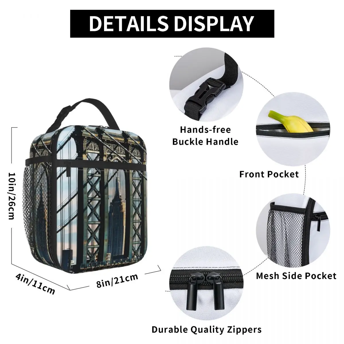 New York Manhattan Bridge Lunch Bag for Women Men Large Insulated Lunch Box with Water Bottle Holder and Pockets
New York Manhattan Bridge Lunch Bag for Women Men Large Insulated Lunch Box with Water Bottle Holder and Pockets