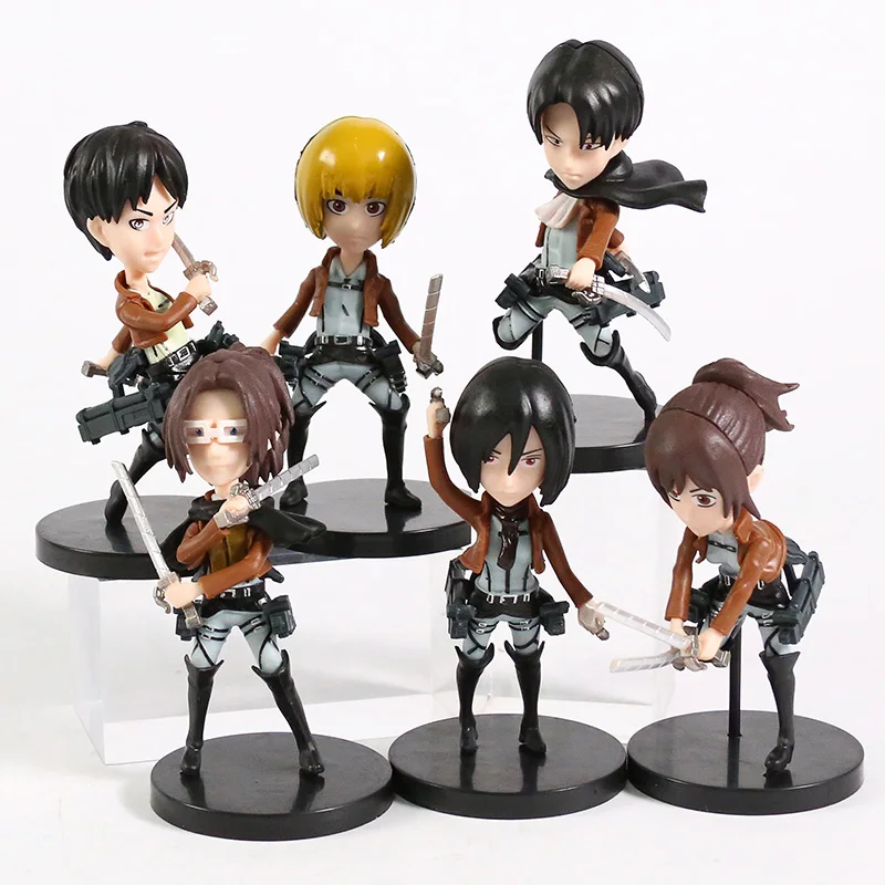 6pcs/set Attack on Titan Eren Jager Mikasa Levi Ackerman Armin Arlert Hanji Zoe Sasha Braus Q Ver Figures Toys Dolls
6pcs/set Attack on Titan Eren Jager Mikasa Levi Ackerman Armin Arlert Hanji Zoe Sasha Braus Q Ver Figures Toys Dolls