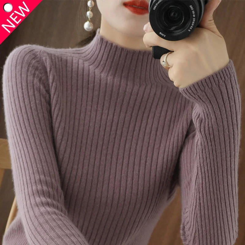 

Woman Sweaters Chandails No Pilling Slim Turtleneck Sweater Women's Pullover Knitwear Autumn Winter Black Inner