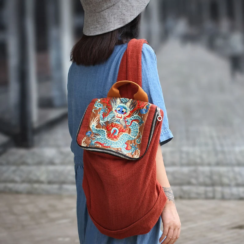 Chinese Style Embroidery Backpack Casual cotton linen bucket bag Rust Red Retro Backpack
Chinese Style Embroidery Backpack Casual cotton linen bucket bag Rust Red Retro Backpack