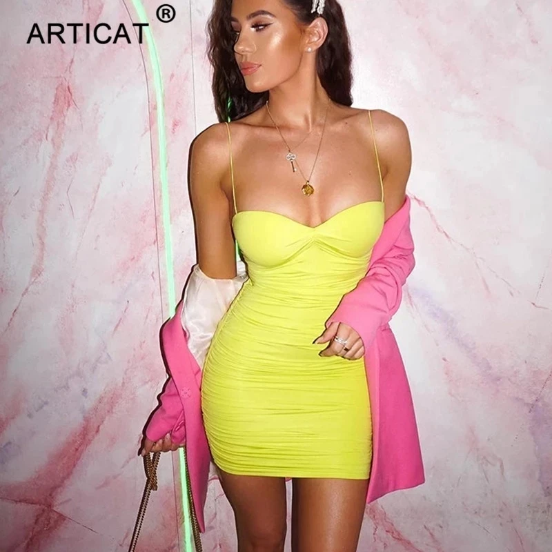 Articat Spaghetti Strap Ruched Sexy Summer Dress Women Off Shoulder Strapless Backless Bodycon Mini Dress Pleated Party Dress
Articat Spaghetti Strap Ruched Sexy Summer Dress Women Off Shoulder Strapless Backless Bodycon Mini Dress Pleated Party Dress