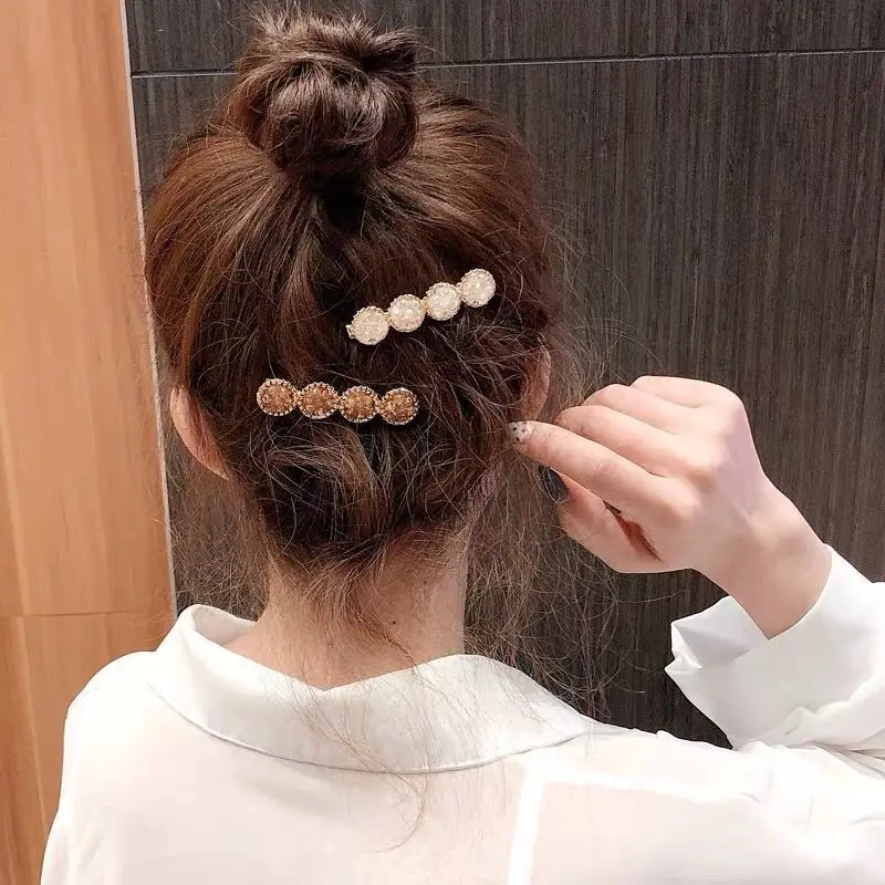 

1pcs Fashion Korea Crystal Rhinestones Hair Clips Girls Hairpins Geometric Round Hairgrip Women Barrette Hair Accessories