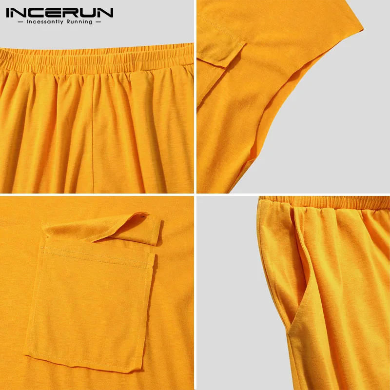 Men Sets 2021 Streetwear Sleeveless Pockets T Shirts Elastic Waist Shorts Breathable Solid Color Men Casual Suits INCERUN S-5XL
Men Sets 2021 Streetwear Sleeveless Pockets T Shirts Elastic Waist Shorts Breathable Solid Color Men Casual Suits INCERUN S-5XL