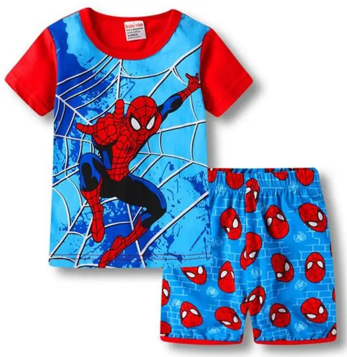 Горловину новой детская хлопковая пижама для мальчика комплект одежды с удобным