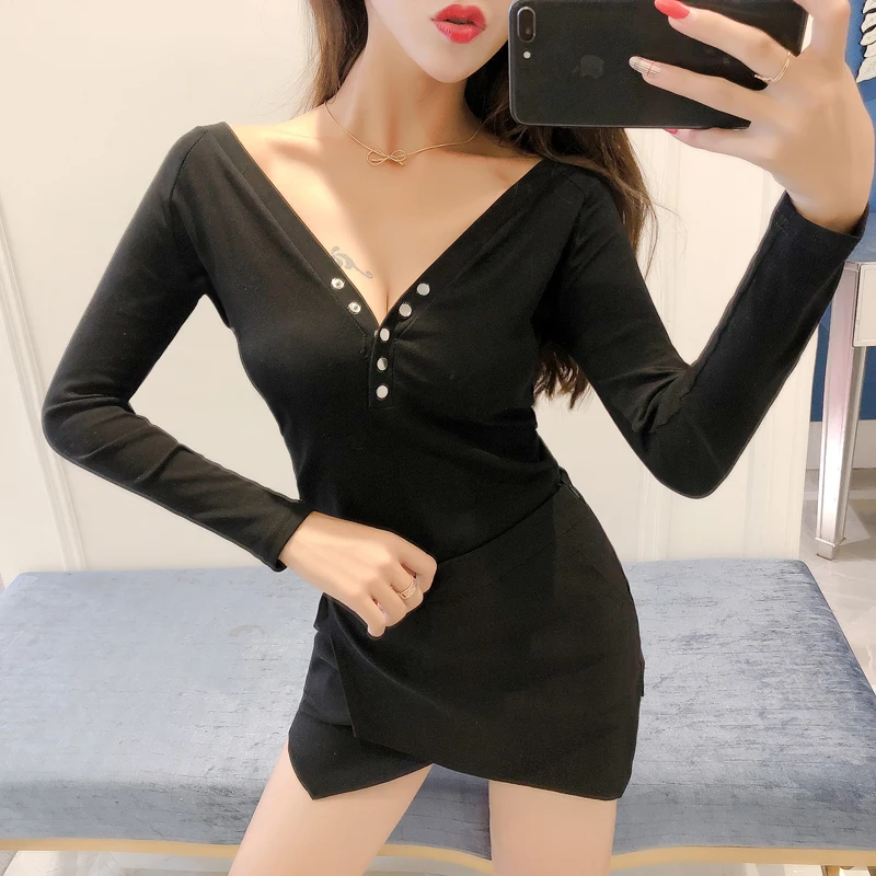 Женская футболка с глубоким v-образным вырезом, сексуальная Весенняя футболка в Корейском стиле с длинными рукавами и пуговицами, базовая о...
Женская футболка с глубоким v-образным вырезом, сексуальная Весенняя футболка в Корейском стиле с длинными рукавами и пуговицами, базовая о...