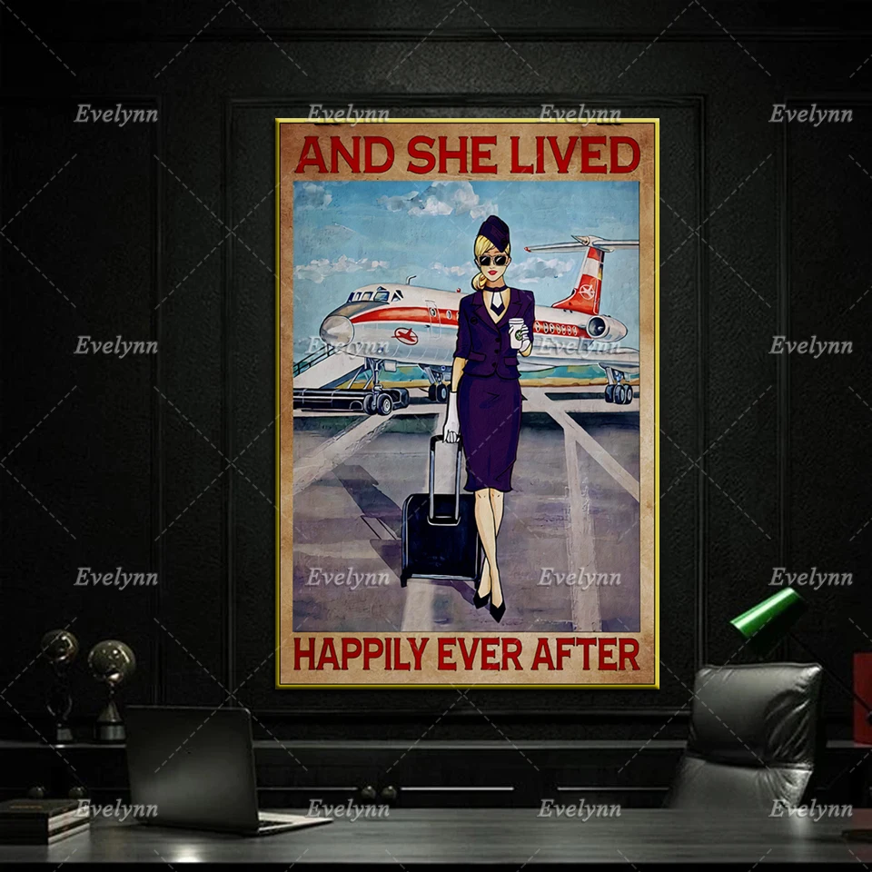 Flight Attendant And She Lived Happily Ever After Poster, Feminist Poster, Girls Room Decor Home Decor Canvas Wall Art Prints
Flight Attendant And She Lived Happily Ever After Poster, Feminist Poster, Girls Room Decor Home Decor Canvas Wall Art Prints