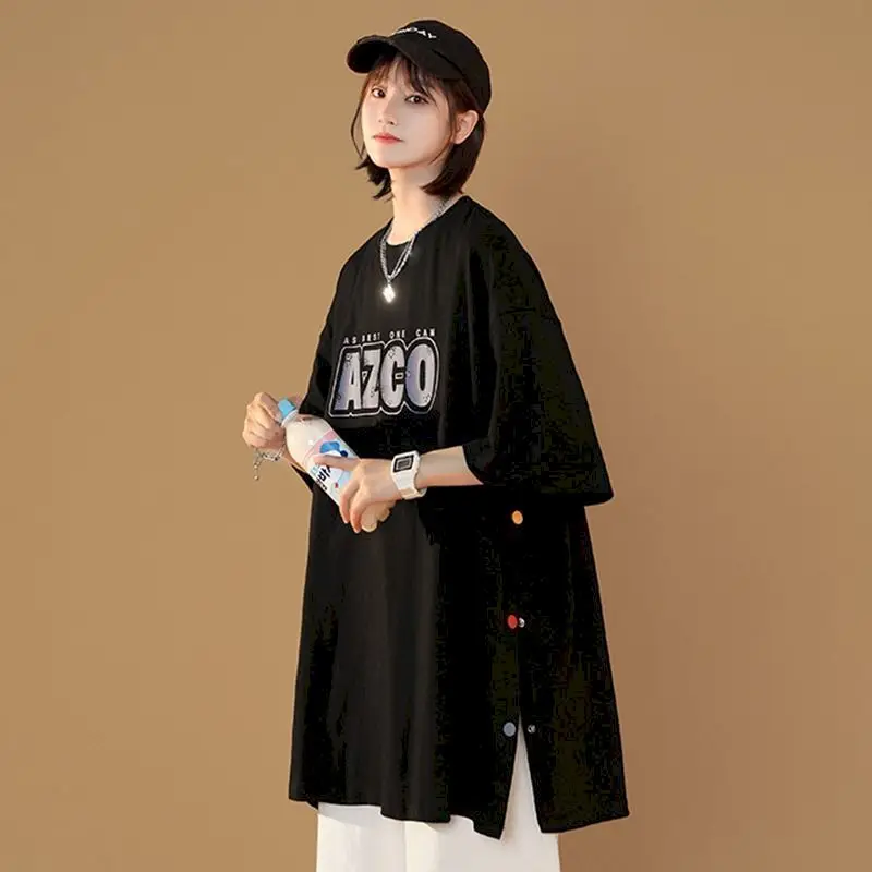 Women's T-shirt Pure Cotton Couple T-shirt Korean Summer 2022 New BlackLetter Priting Short-sleeved Women White Loose Top Goth
Women's T-shirt Pure Cotton Couple T-shirt Korean Summer 2022 New BlackLetter Priting Short-sleeved Women White Loose Top Goth