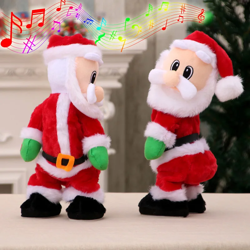 

Электрическая игрушка-Санта-Клаус Twerk, Рождественская музыкальная пение, танцующая витая набедренная кукла, Рождественское украшение для д...
