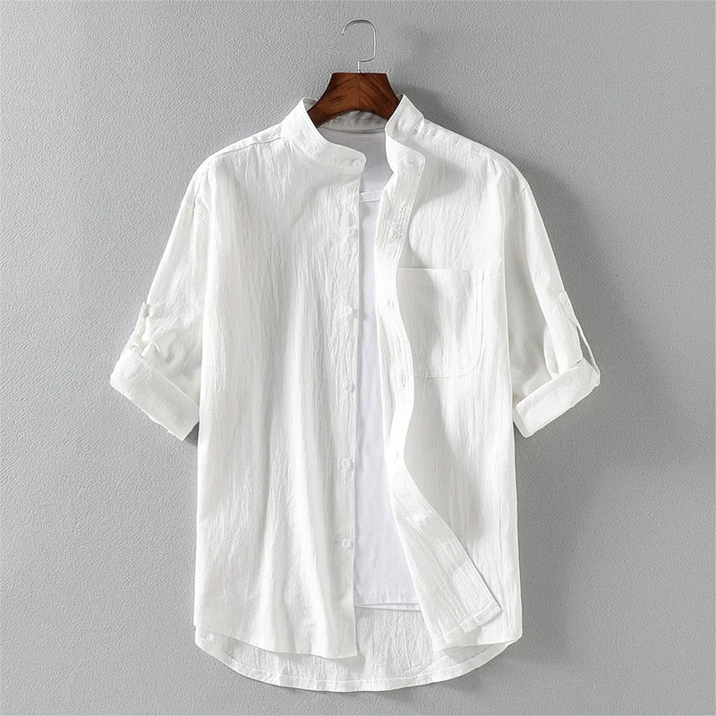 Short-sleeved Shirt Summer New Solid Color Thin Linen Loose Large Size Fashion Casual High-quality Men's Clothing Top Shirt
Short-sleeved Shirt Summer New Solid Color Thin Linen Loose Large Size Fashion Casual High-quality Men's Clothing Top Shirt