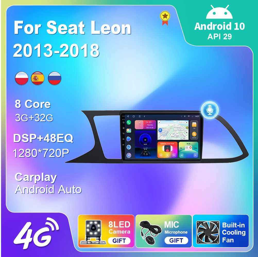 Car radio For Seat Leon 2013-2018 Navigation GPS Android 10 Car Accessories Multimidia Stereo Player DSP WIFI No 2din Tools CD
Car radio For Seat Leon 2013-2018 Navigation GPS Android 10 Car Accessories Multimidia Stereo Player DSP WIFI No 2din Tools CD