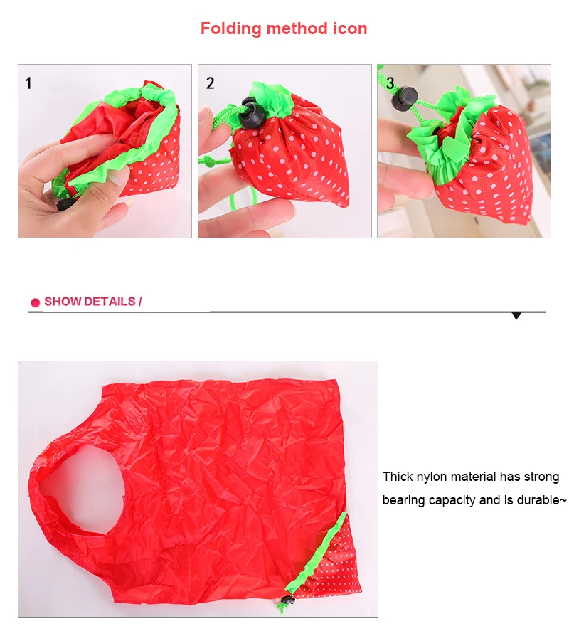 2PCS Creative Shopping Bag Cute Foldable Fashion Eco Nylon Handbag Reusable Cleaning Bag Strawberry Shopping Storage Bags 
2PCS Creative Shopping Bag Cute Foldable Fashion Eco Nylon Handbag Reusable Cleaning Bag Strawberry Shopping Storage Bags