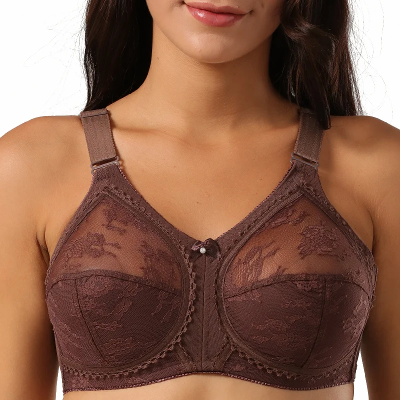 Women's Beauty Floral Lace Bra Minimizer Full Figure Wireless Large Bosom Bra Plus Size 36 38 40 42 44 46 48 50 B C D DD E
Women's Beauty Floral Lace Bra Minimizer Full Figure Wireless Large Bosom Bra Plus Size 36 38 40 42 44 46 48 50 B C D DD E