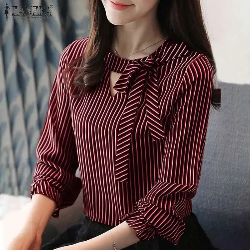 2022 Women Casual Striped Blouse ZANZEA Elegant Printed Long Sleeve Shirt Autumn Vintage Slim Work Chemise Lady Office Tunic Top
2022 Women Casual Striped Blouse ZANZEA Elegant Printed Long Sleeve Shirt Autumn Vintage Slim Work Chemise Lady Office Tunic Top
