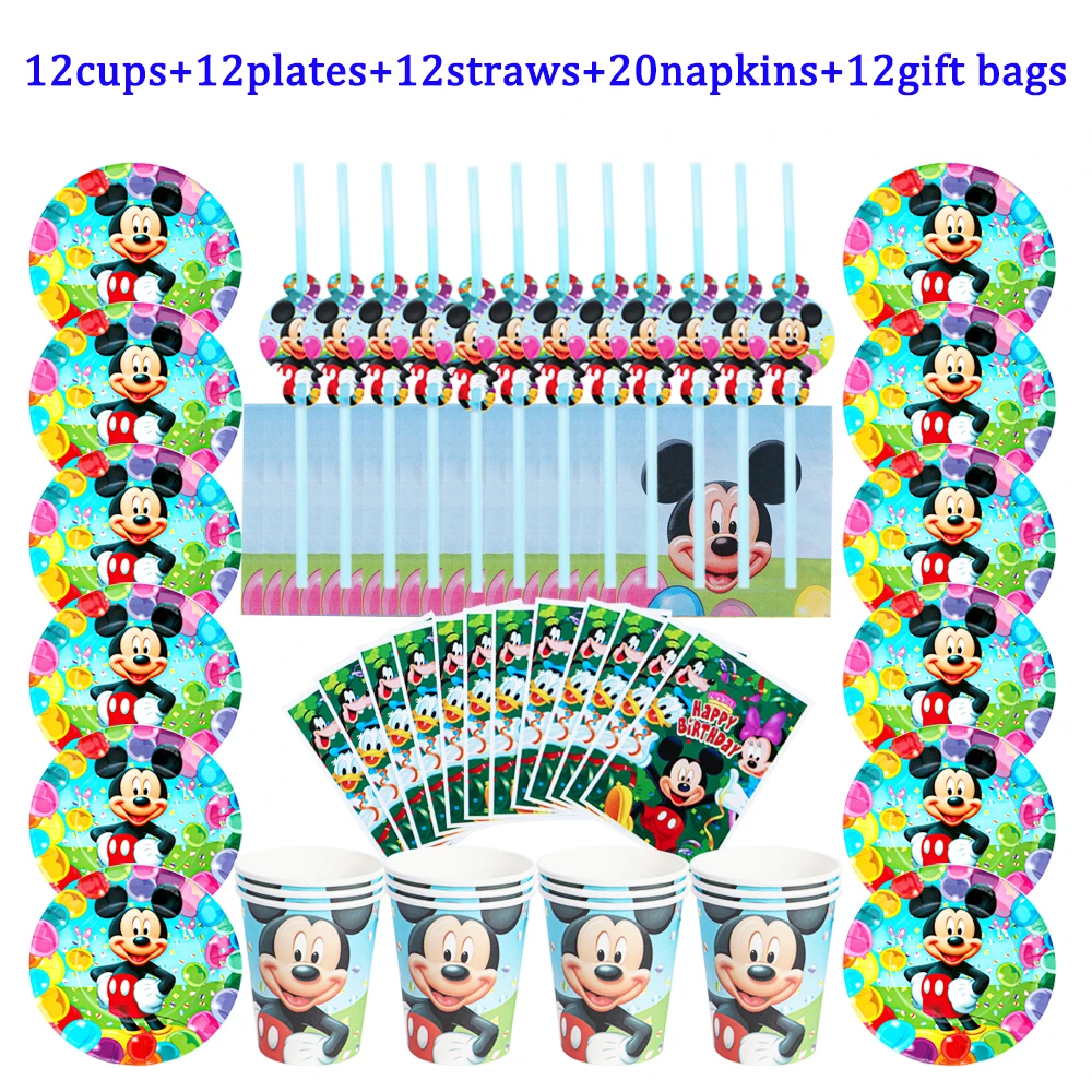 

New Disney Mickey Mouse Birthday Party Plates Napkins Decorations Set Disposable Tableware Baby Shower Supplies 68Pcs Boy Like