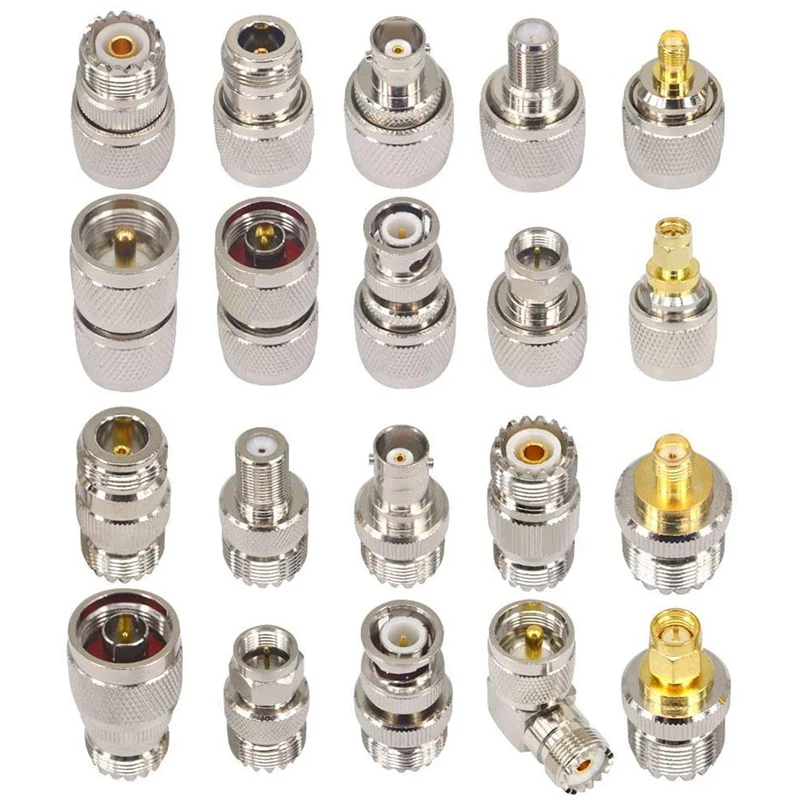 20PCS RF Coaxial Connector Kit UHF SO239 PL259 Adapter Set UHF to SMA/BNC/N/UHF/F Adapter Coax Adapter for CB Antenna
20PCS RF Coaxial Connector Kit UHF SO239 PL259 Adapter Set UHF to SMA/BNC/N/UHF/F Adapter Coax Adapter for CB Antenna