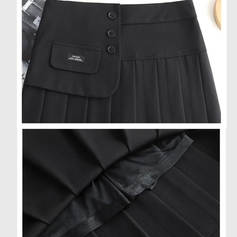 New Elastic High Waist Pleated Mini Skirt Spring Autumn Slim Simple Black Wild Plus Size Casual Button Women Skirt
New Elastic High Waist Pleated Mini Skirt Spring Autumn Slim Simple Black Wild Plus Size Casual Button Women Skirt