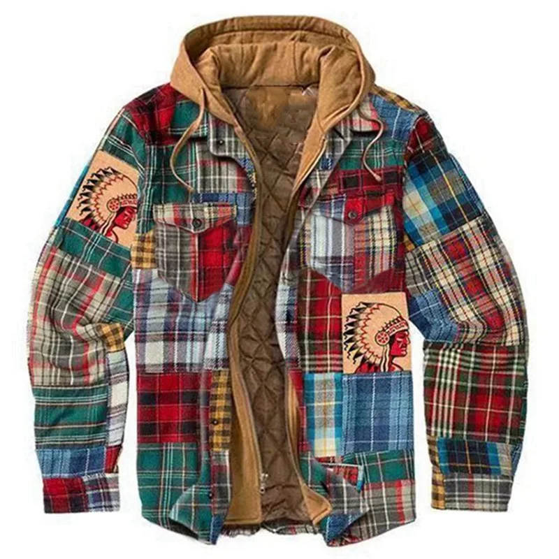 Men Winter Long Sleeve Warm Thicken Outerwear Mens Zipper-up Jacket 2021 Fashion Streetwear Vintage Plaid Printed Patchwork Coat
Men Winter Long Sleeve Warm Thicken Outerwear Mens Zipper-up Jacket 2021 Fashion Streetwear Vintage Plaid Printed Patchwork Coat