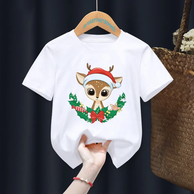 Merry Christmas deer cartoon cute white children T shirt gift set summer girl T shirt boy with animals
Merry Christmas deer cartoon cute white children T shirt gift set summer girl T shirt boy with animals