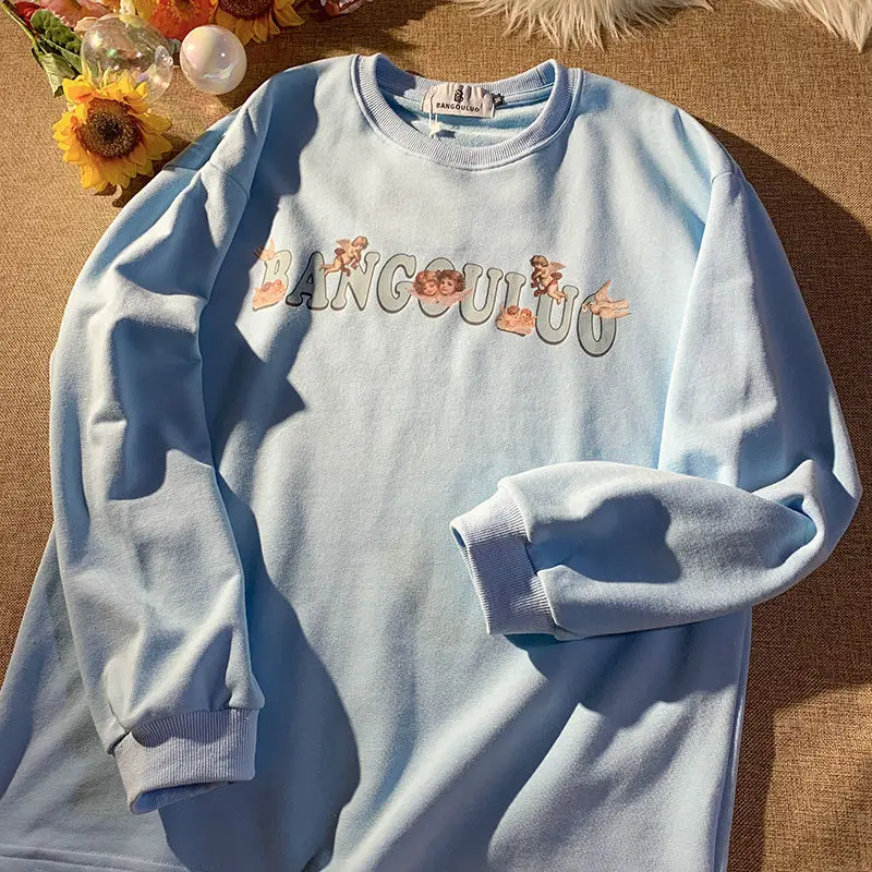 Retro Hip Hop Little Angels Letter Printing Sweatshirt Women Casual O-neck Long Sleeve Tops 2021 Autumn New Fashion Streetwear
Retro Hip Hop Little Angels Letter Printing Sweatshirt Women Casual O-neck Long Sleeve Tops 2021 Autumn New Fashion Streetwear