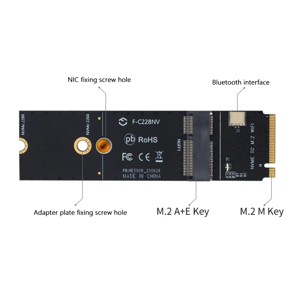M.2 A/A E Key Slot to M.2 M Key PCIe Add on Card Adapter Expansion Card Bluetooth Wireless LAN Extender External Controller
M.2 A/A E Key Slot to M.2 M Key PCIe Add on Card Adapter Expansion Card Bluetooth Wireless LAN Extender External Controller