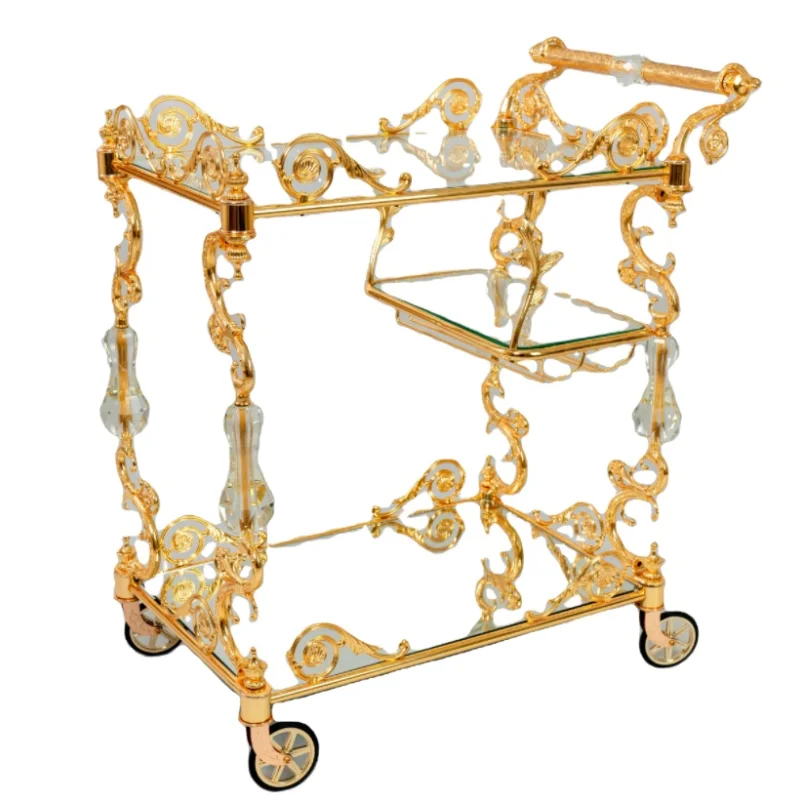 Carrito europeo de lujo para restaurante, carrito dorado brillante para Hotel, decoración elegante para bodas, gran oferta, 2021
Carrito europeo de lujo para restaurante, carrito dorado brillante para Hotel, decoración elegante para bodas, gran oferta, 2021