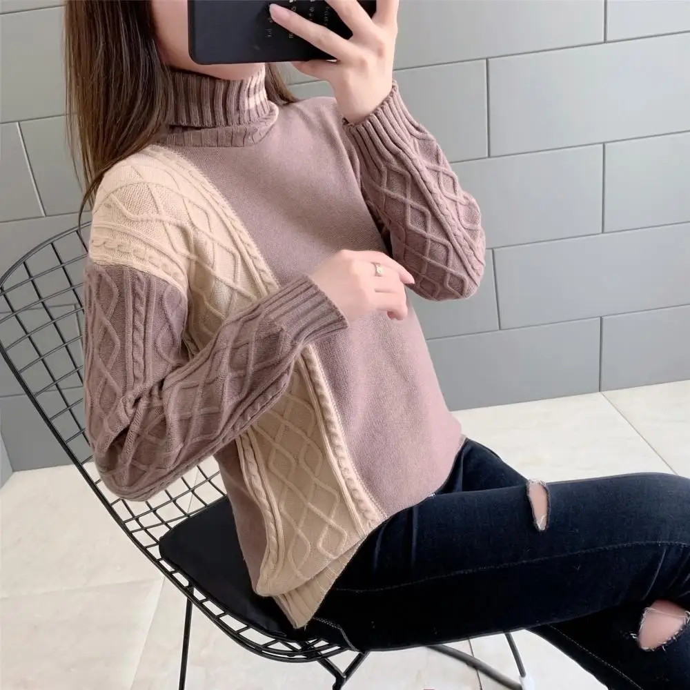 2020 Winter Thick Women Turtleneck Sweater Fashion Winter Patchwork Knitted Pullover Warm Sweater Casual Long Sleeve Jumper
2020 Winter Thick Women Turtleneck Sweater Fashion Winter Patchwork Knitted Pullover Warm Sweater Casual Long Sleeve Jumper