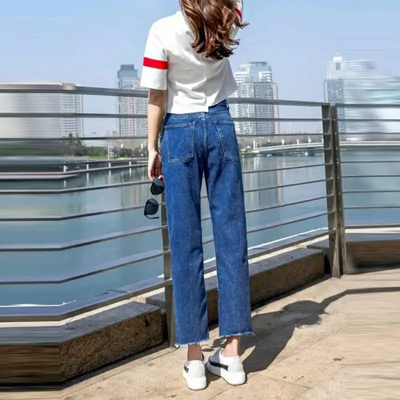 Summer high waist jeans women loose Korean straight wide leg pants women's slim nine point pants female student
Summer high waist jeans women loose Korean straight wide leg pants women's slim nine point pants female student