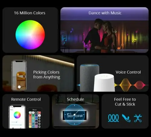 

Itead SONOFF L1 Lite 5M RGB Wifi Smart LED Light Strip EU/ US Timer Group Control Dance with Music Works with Alexa Google Home