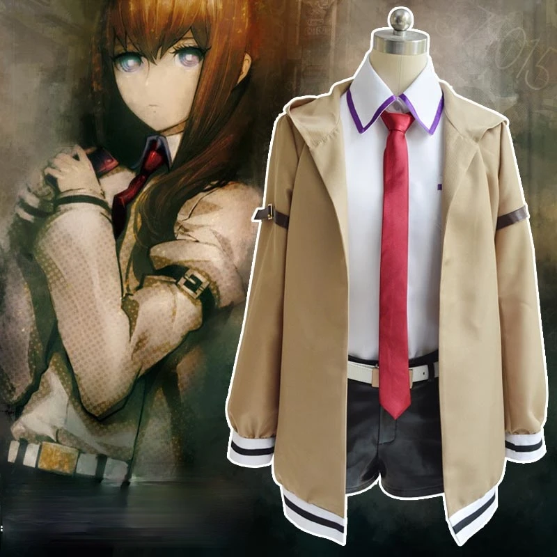 Новинка костюм для косплея Steins Gate женская одежда полный комплект пальто рубашка
