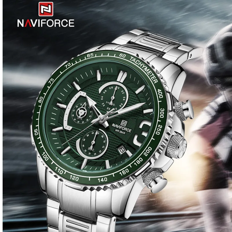 

Часы NAVIFORCE Мужские кварцевые, светодиодные модные роскошные спортивные водонепроницаемые в стиле милитари, с двойным дисплеем