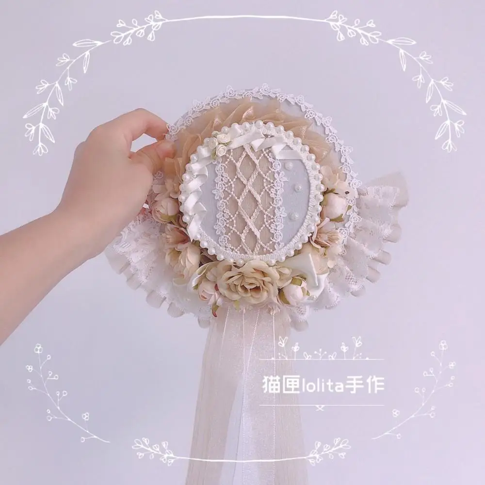 Handmade Japanese Lolita Top Hat Headdress Vintage Lace Trim Preal Flowers Ornaments Loli Girl Dresses Ornaments Flat Hat
Handmade Japanese Lolita Top Hat Headdress Vintage Lace Trim Preal Flowers Ornaments Loli Girl Dresses Ornaments Flat Hat
