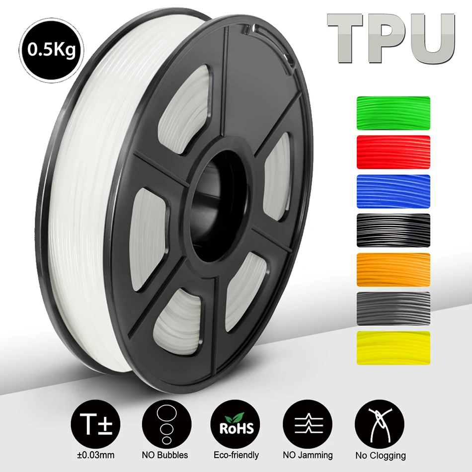 Нить из ТПУ SUNLU 1 75 мм 0 5 кг для 3D принтера Гибкая нить точность размеров +/ 02 быстрая