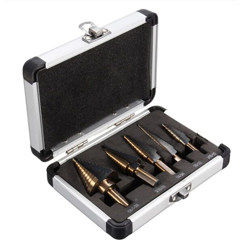 5Pcs Drill Bits Large Cobalt Step Drill HSS Step Titanium Core Drill Multiple Hole Cutter Drill Bit Set Tool with Case
5Pcs Drill Bits Large Cobalt Step Drill HSS Step Titanium Core Drill Multiple Hole Cutter Drill Bit Set Tool with Case