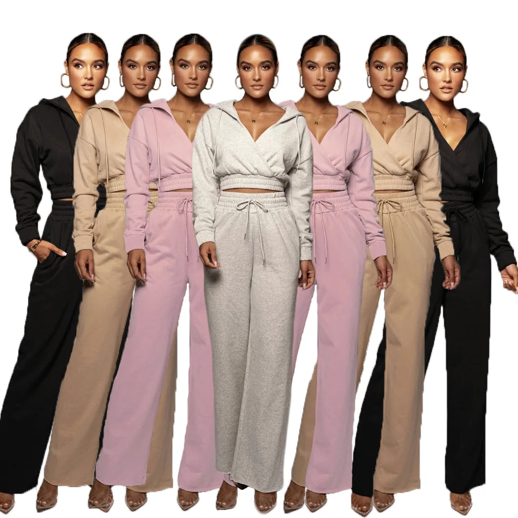 Casual Solid Color Women's Trousers and Pants Elastic Waist Wide Leg Tracksuits Two Piece Set
Casual Solid Color Women's Trousers and Pants Elastic Waist Wide Leg Tracksuits Two Piece Set