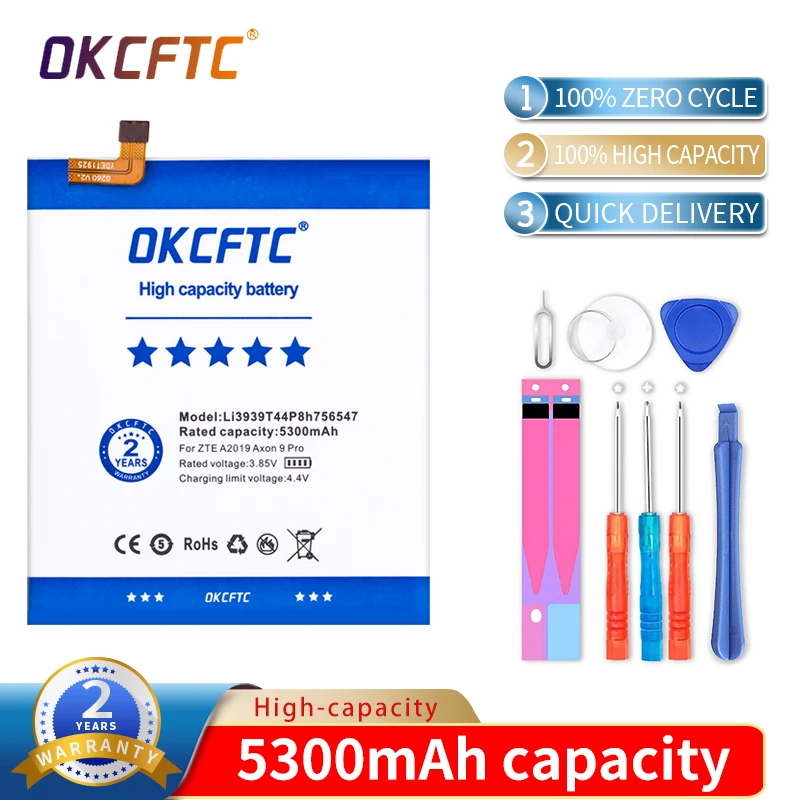 5300mAh Original Li3939T44P8h756547 Battery For ZTE A2019 Pro AXON 9 Pro A2020 A2020N2 Axon 10 Pro 5G Mobile Phone High Quality
5300mAh Original Li3939T44P8h756547 Battery For ZTE A2019 Pro AXON 9 Pro A2020 A2020N2 Axon 10 Pro 5G Mobile Phone High Quality